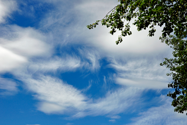 beautiful blue sky and silky clouds